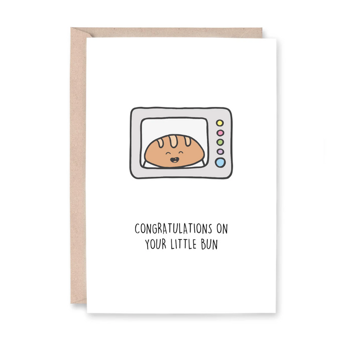 Hey Hunny - Funny Punny New Baby Card - Bun In The Oven