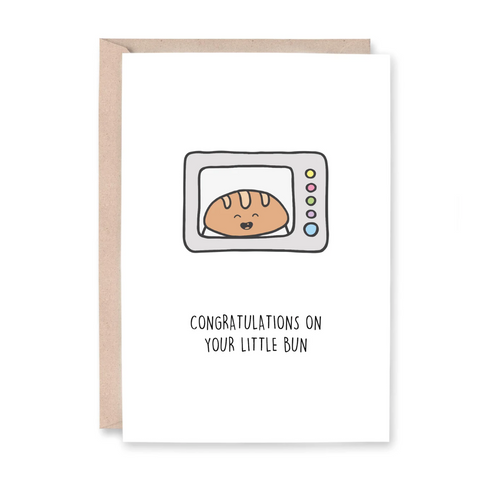 Hey Hunny - Funny Punny New Baby Card - Bun In The Oven