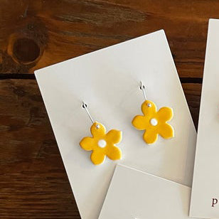 Paper Boat Press - Ceramic Flower Hanging Earrings