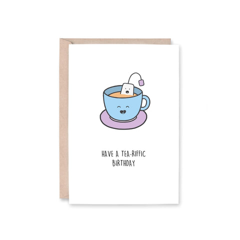 Hey Hunny - Funny Punny Birthday Card - Have a Tea-riffic Birthday