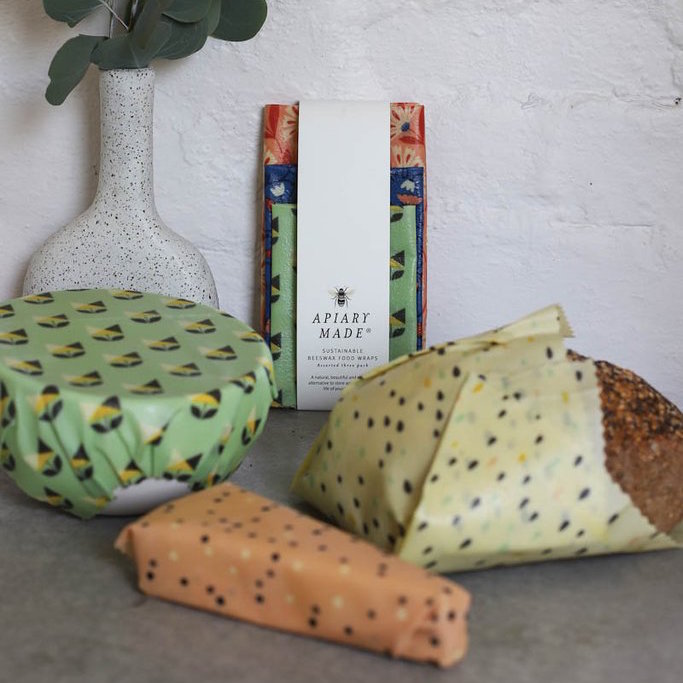 Apiary Made - Set of 3 Beeswax Wraps - Colourful